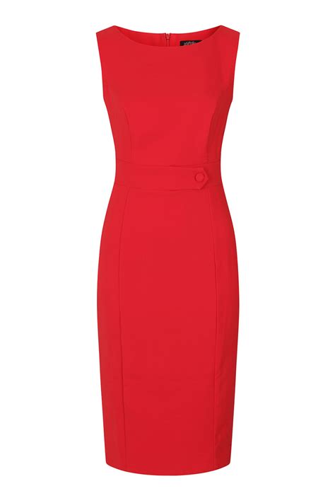 Année 50 Robe Rouge Crayon 📺 Robe pin-up rouge années 50 60 coupe crayon