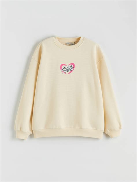 LCW Kids كنزة رياضية سميكة مطبوعة برقبة دائرية للبنات - ستيتش