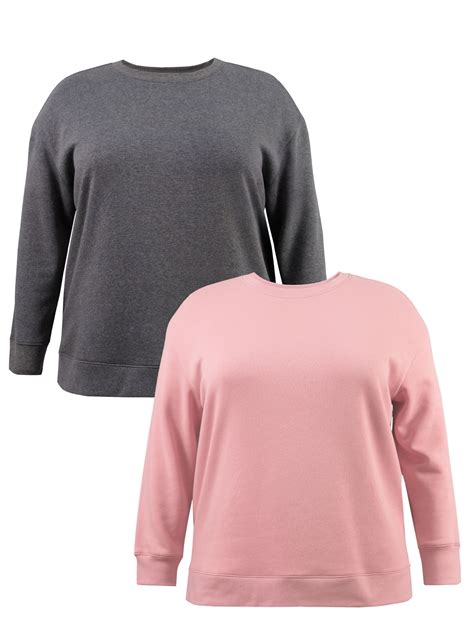 Terra & Sky Women's Plus Fleece Sweatshirt 1, 2, 3 Packs 0X-4X Cozy ...