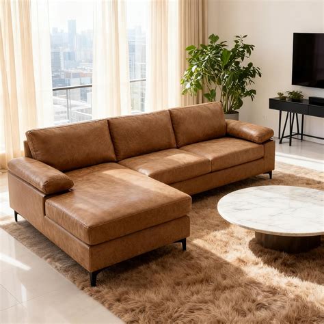Amazon.com: VANOMi Faux Leather Couch for Living Room, 100" Sofas