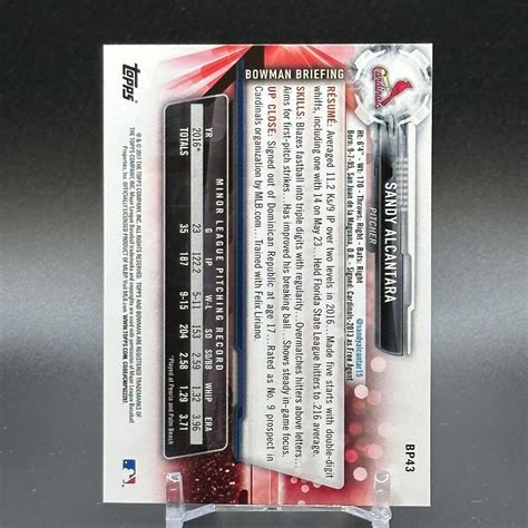 Sandy Alcantara 2017 Bowman 1st Yellow Paper Retail - Marlins