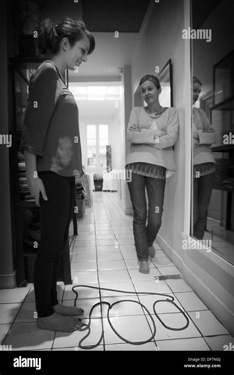 Mature woman exercise not man not child Black and White Stock Photos