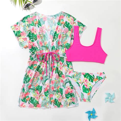 Conairie 3 Piece Girls Bikini Sets Tankini Top And Bottom Swimsuit
