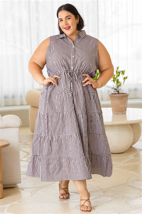 Kathy Midi Dress Chocolate Gingham – Orange Sherbet Boutique