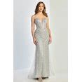 Women's Adora Design 3282 Strapless Beaded Tulle Fitted Bodycon Long