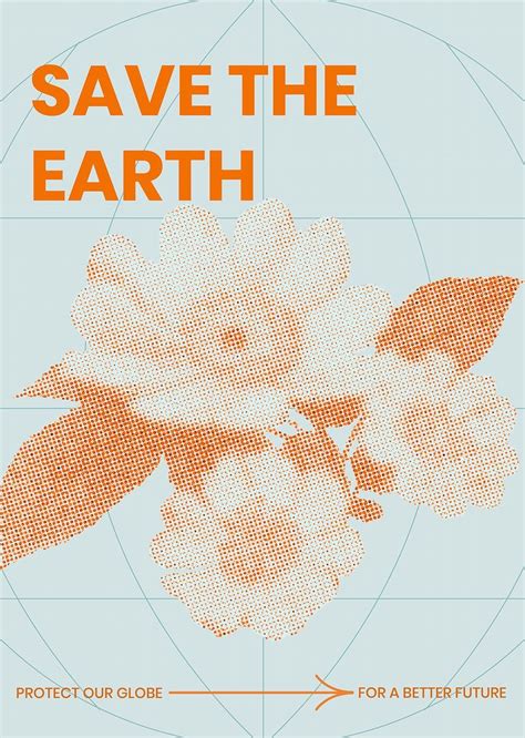 retro floral poster template save  earth design earth day