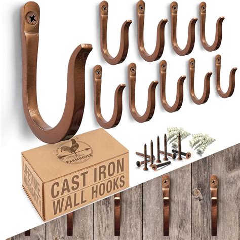 My Fancy Farmhouse Antique Copper Railroad Spike Cast Iron Hooks (10 ...