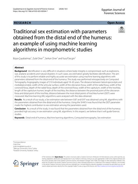 (PDF) Traditional sex estimation with parameters obtained from the