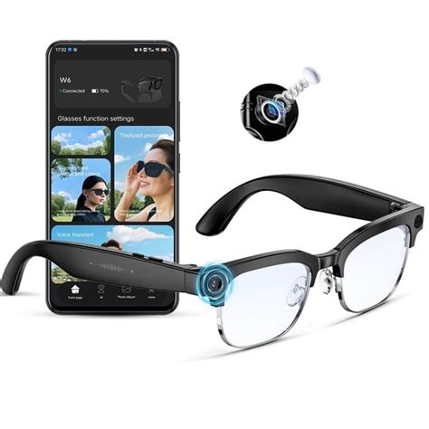 w AI Smart Glasses 4K Camera, Bluetooth Calling 8MP Image Stabilization