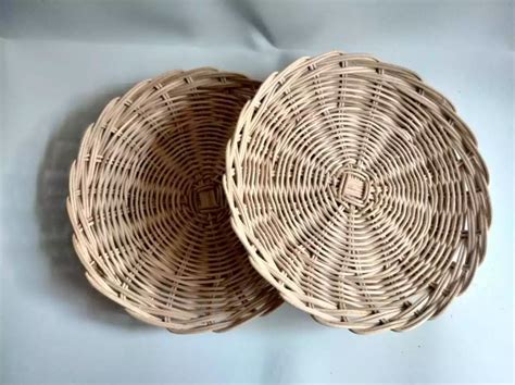 piring anyaman rotan unik piring hajatan piring rotan murah