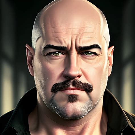 portrait of adult male slightly overweight, partially bald with hair on