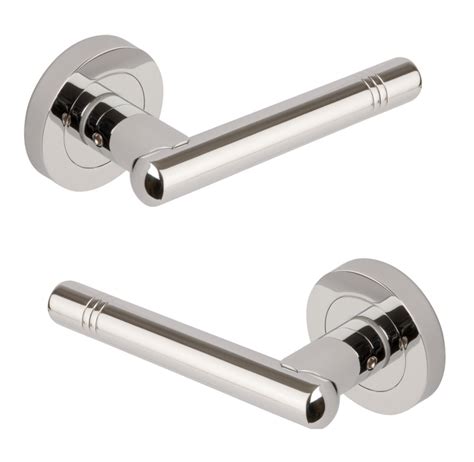 clipper polished chrome door handles mm  rose arc passage levers