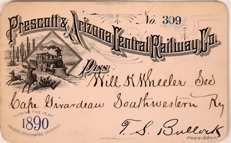 Prescott & Arizona Central Railway Co. Annual Pass [165747]