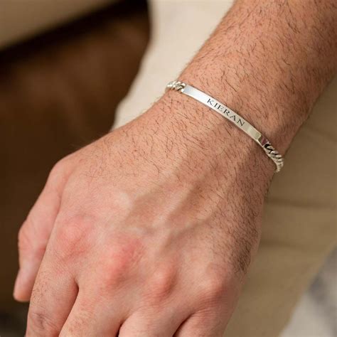 mens sterling silver bracelets personalised  silvery jewellery