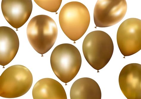 Conjunto de globos de fiesta dorados | Vector Premium