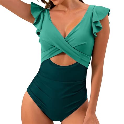 Mohiass One Piece Bathing Suits for Women One Piece Swimsuit Ruffle