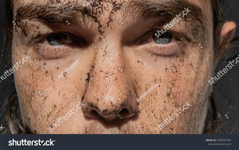 man mud   face stock photo  shutterstock