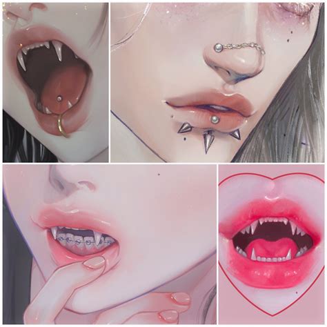 烏帽子𓂀眇眼🦦 on Twitter | Vampire art, Anime lips, Lips drawing