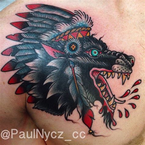 traditional wolf tattoo