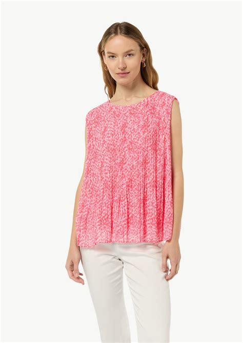 Pleated chiffon blouse - coral | Comma