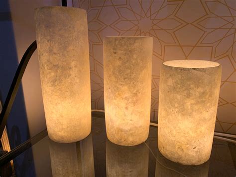 Hand Made Alabaster Lamp / Cylinder Shape / Solid Alabaster | Etsy