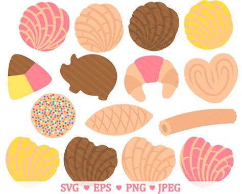 Pan Dulce SVG Clipart Mexican Bakery Clip Art Concha Elote - Etsy UK