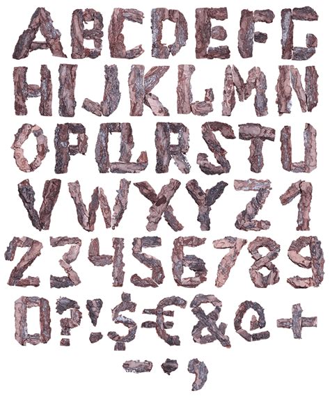 Bark Font - Wooden OpenType Alphabet | Handmadefont.com