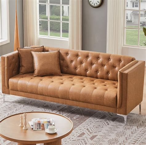 tufted leather sofa
