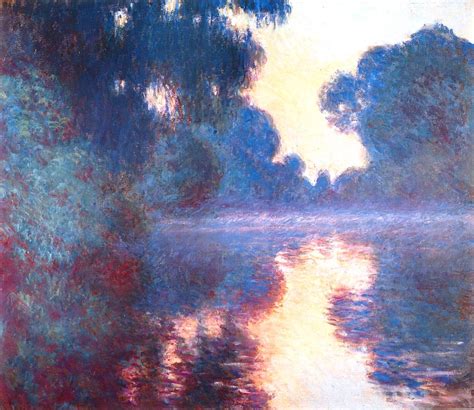 Claude Monet - Misty Morning on the Seine in Blue - Impressionism Art ...