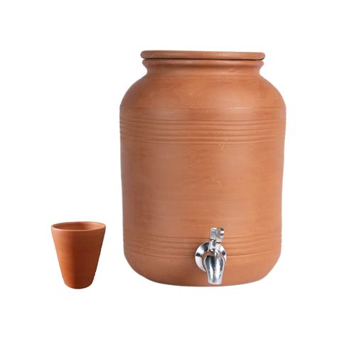 Village Decor Handmade Earthen Clay Water Pot | Clay Beverage Dispenser