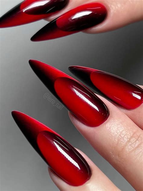 red nail design  design black  red acrylic nails black