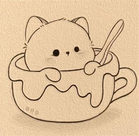 cute cat drawing   cup aesthetic simple doodles doodle drawings