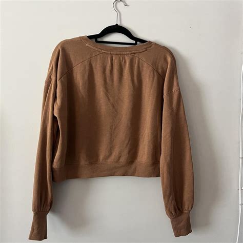 light brown cropped sweatshirt size: x-large worn:... - Depop