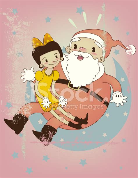 Vintage Santa With Little Girl Stock Photo – Royalty-Free Images ...