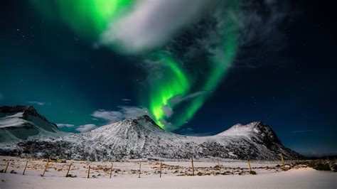 Aurora Borealis, Landscape, Lofoten Islands, Mountain, Nature, Night