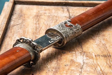 Old Traditional Japanese Katana in Wood and Steel Stock Image - Image ...