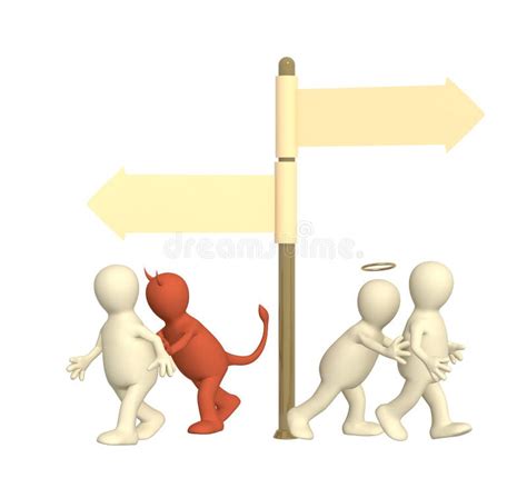Devil and Angel Pulling 3d Person for Hands Stock Illustration ...