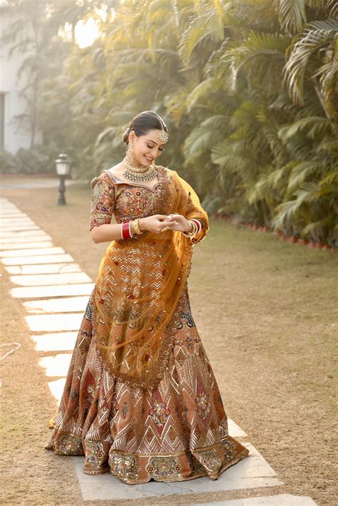 Rust Orange Bridal Lehenga Set – Vibha Amitt Clothing | Fashion Designer