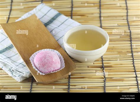 Daifuku of dessert Japanese and hot tea for foods background Stock ...