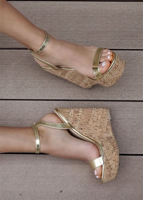 Amora Gold Cork Wedge | Shoes women heels, Wedges shoes outfit, Shoes