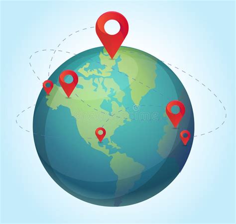 Vector World Map with Pins Illustration. World with Pins Location Icon ...