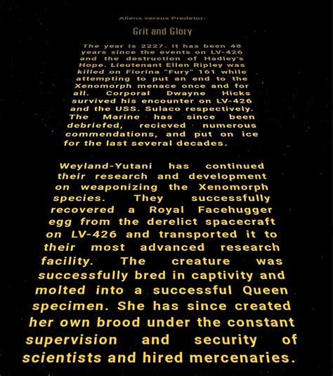 [Fan-made Photonovel] Alien versus Predator: Grit and Glory | RPF