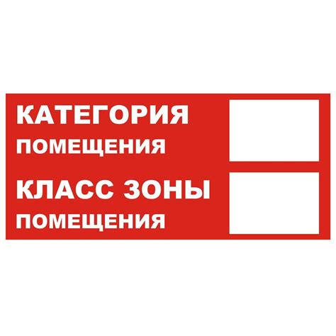 Табличка "Категория помещения.Класс зоны помещения"