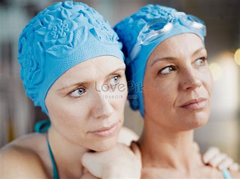 Two Women In Swimming Caps Picture And HD Photos | Free Download On Lovepik