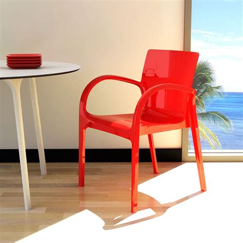 Dejavu Clear Plastic Outdoor Arm Chair Amber ISP032-TAMB by Siesta