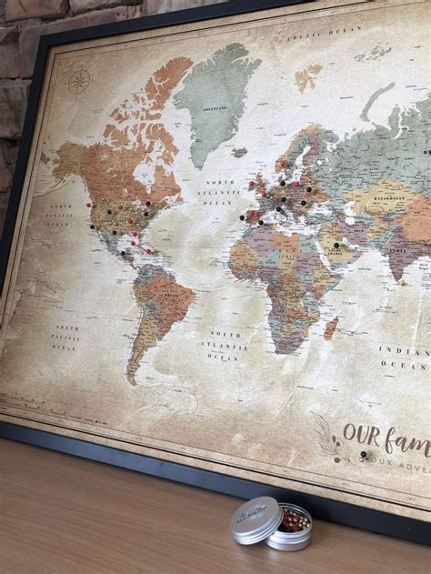 Push Pin World Map | Technicolor Design | Framed world map, World map ...