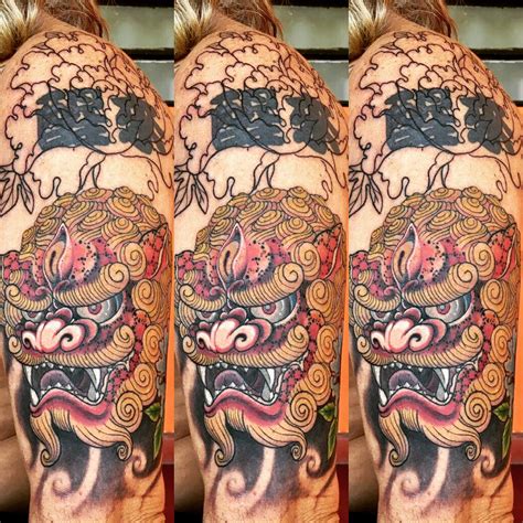 Sleeve tattoo Chinese dog | Sleeve tattoos, Skull tattoo, Tattoos