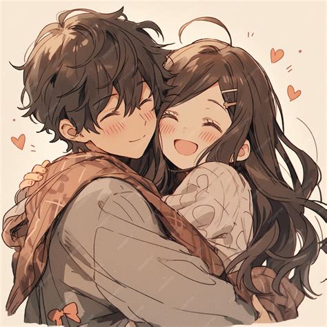 Animes De Casal - Casal de anime se abraçando com corações em segundo plano generativo ai ...
