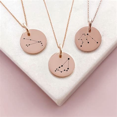 rose gold vermeil engraved zodiac constellation necklace  perfect
