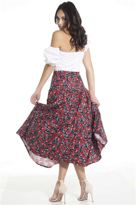 Falda Estampada con Olanes Sbh By Sarah Bustani